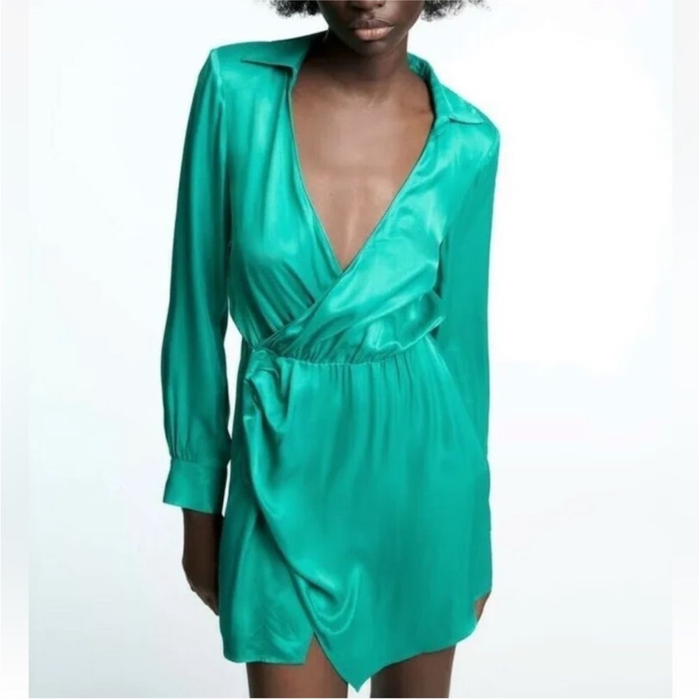 Zara Green Satin Mini Dress